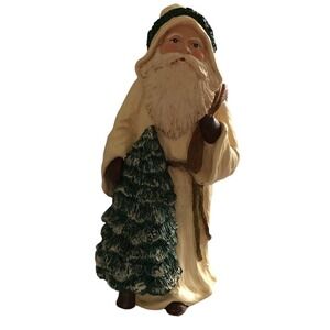 Carved Resin Santa Claus Figurine Scandinavian 1987 Christmas Tree Bag Signed CH